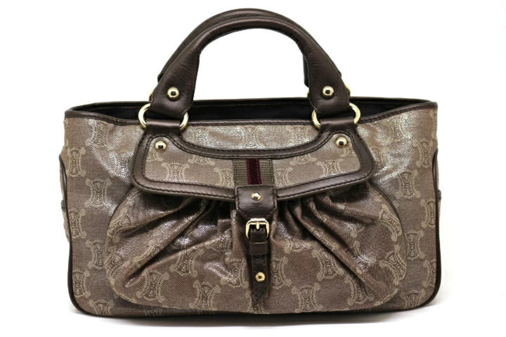 Celine Macadam handbag Beige Cream brown canvas leather